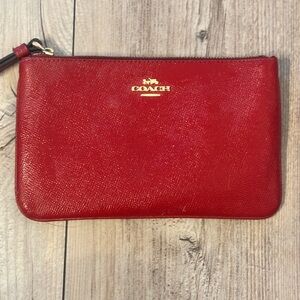 Coach Burgundy Leather Pouch with Gold Accent